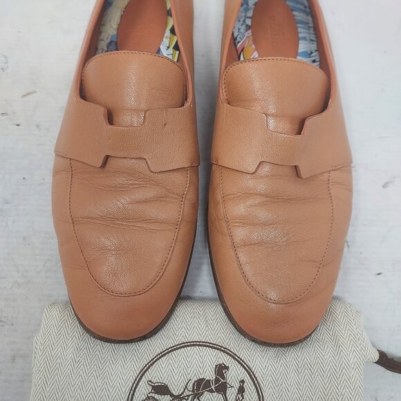 Hermes Rose Bubinga Blush Ancora Leather Loafer - Picture 8 of 12